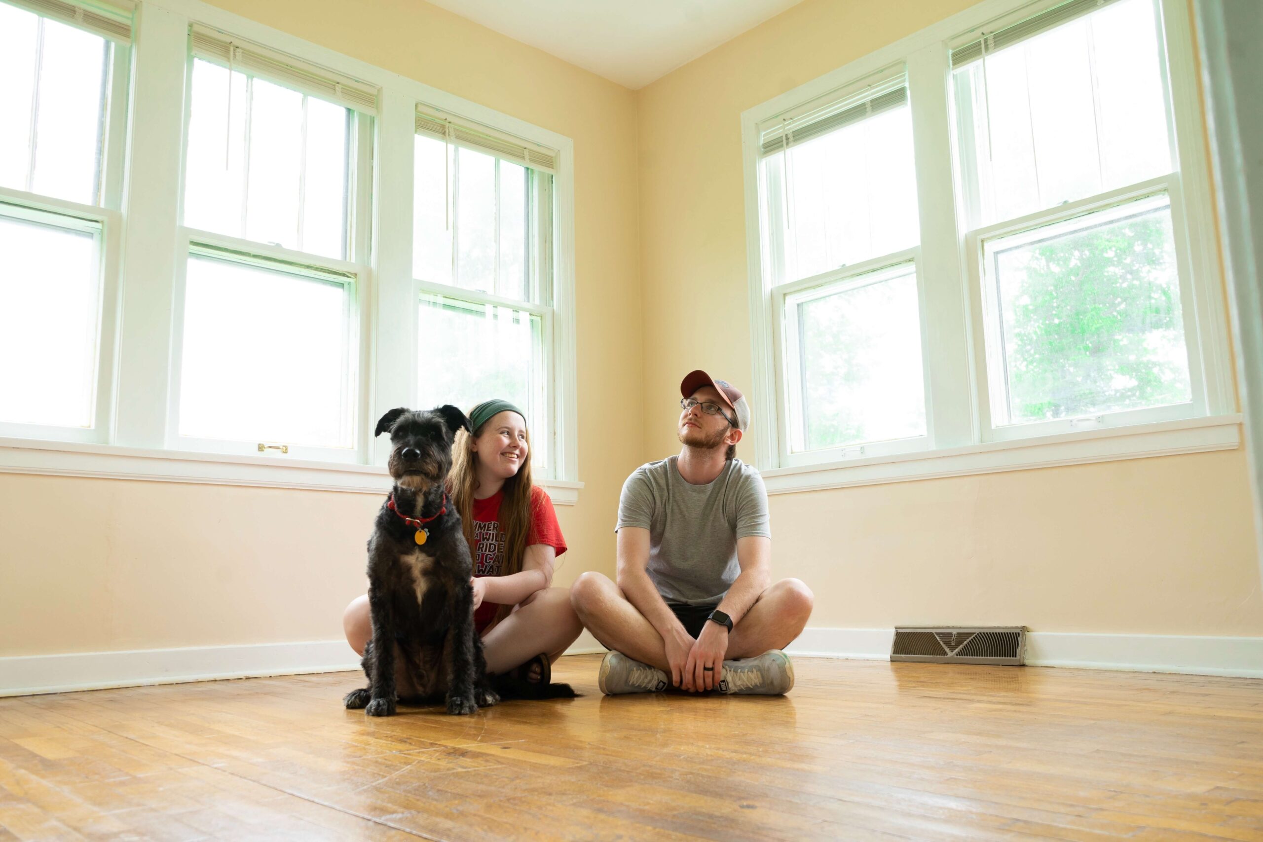 young couple in new house